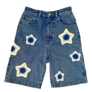Denim Shorts with Star Patches